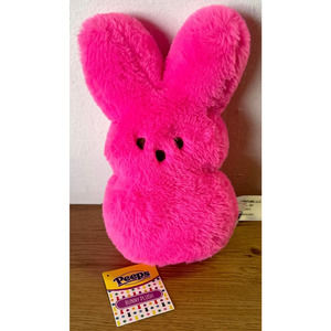Peeps Bunny Plush Stuffed Animal Toy Easter Decoration 9” Pink Fuzzy